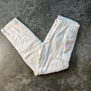 Banana Republic Linen Blend Cargo Pants Men 33x34 Off White Cream Slim Straight